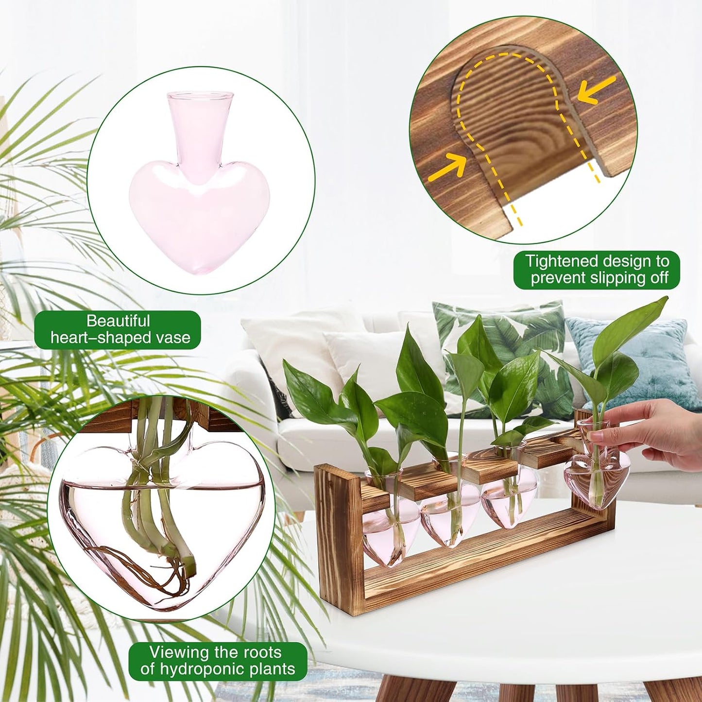 Plant Propagation Stations Heart Plant Terrarium Kit Gift for Women Plant Lover Glass Vases