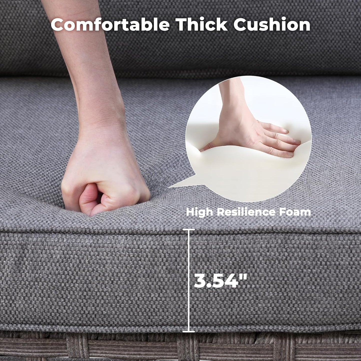 ovios 10 Pieces Patio Furniture Set, Outdoor Wicker Sectional Sofa with 54" Fire Pit Table Swivel Chairs, Modern Modular Deep Seat Rattan Couch Conversation Sets, Dark Grey