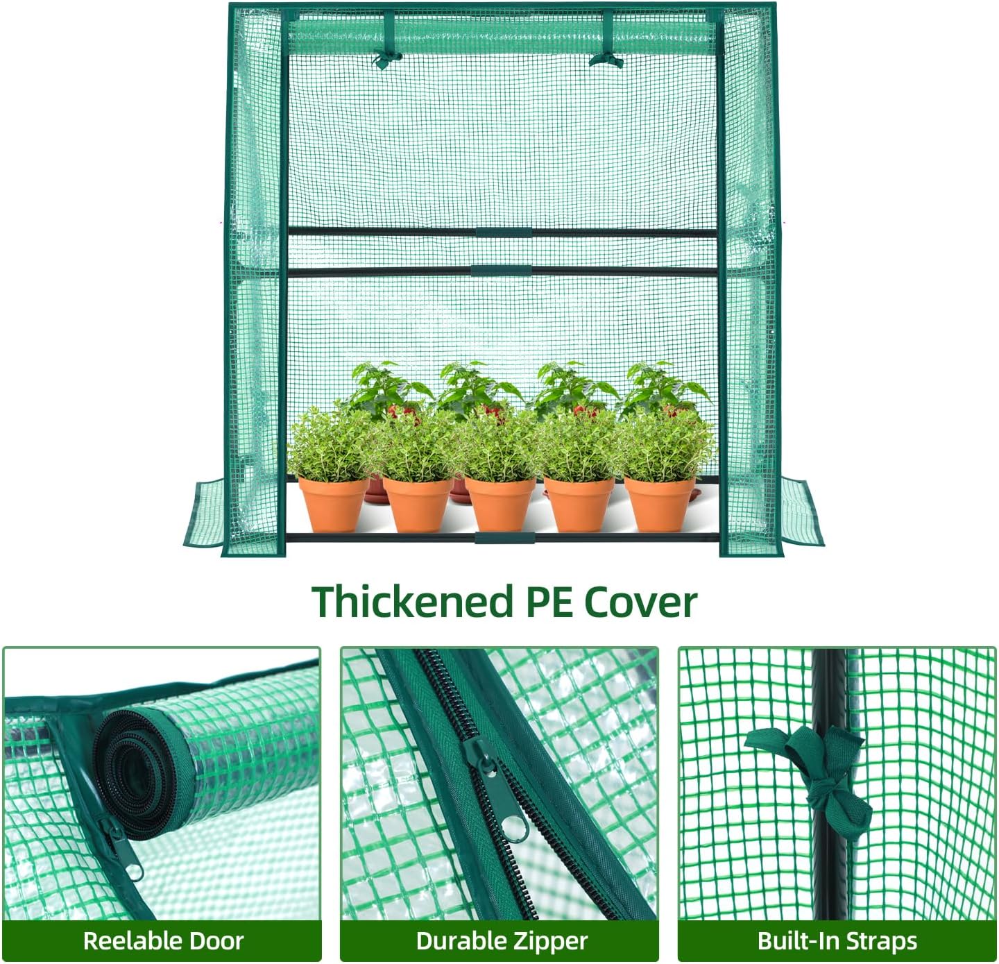 Mini Greenhouse for Indoor Outdoor: Ohuhu Tabletop Portable Green House with Waterproof Pad for Small Plants Nursery Germination, 36"x18"x33" Heavy-Duty PE Cover Green