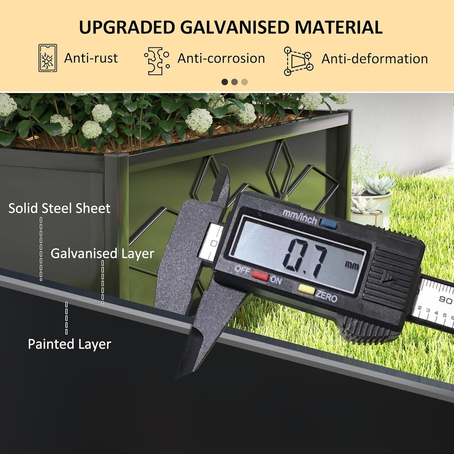 Outsunny Planter Box with Trellis, 35.4 x 15.7 x 47.2 inch Raised Garden Bed with Drainage Holes, Planters for Outdoor Plants, Vegetables, Flowers, Herbs, Trellis Planter, Black