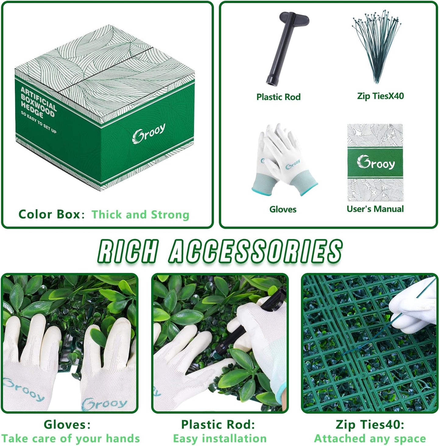 Grass Wall 20"x20" Pack of 16, Artificial Boxwood Panels, Privacy Hedge Fence Screen with UV Protection, Greenery Backdrop for Indoor Home Wedding Decor and Outdoor Garden Backyard