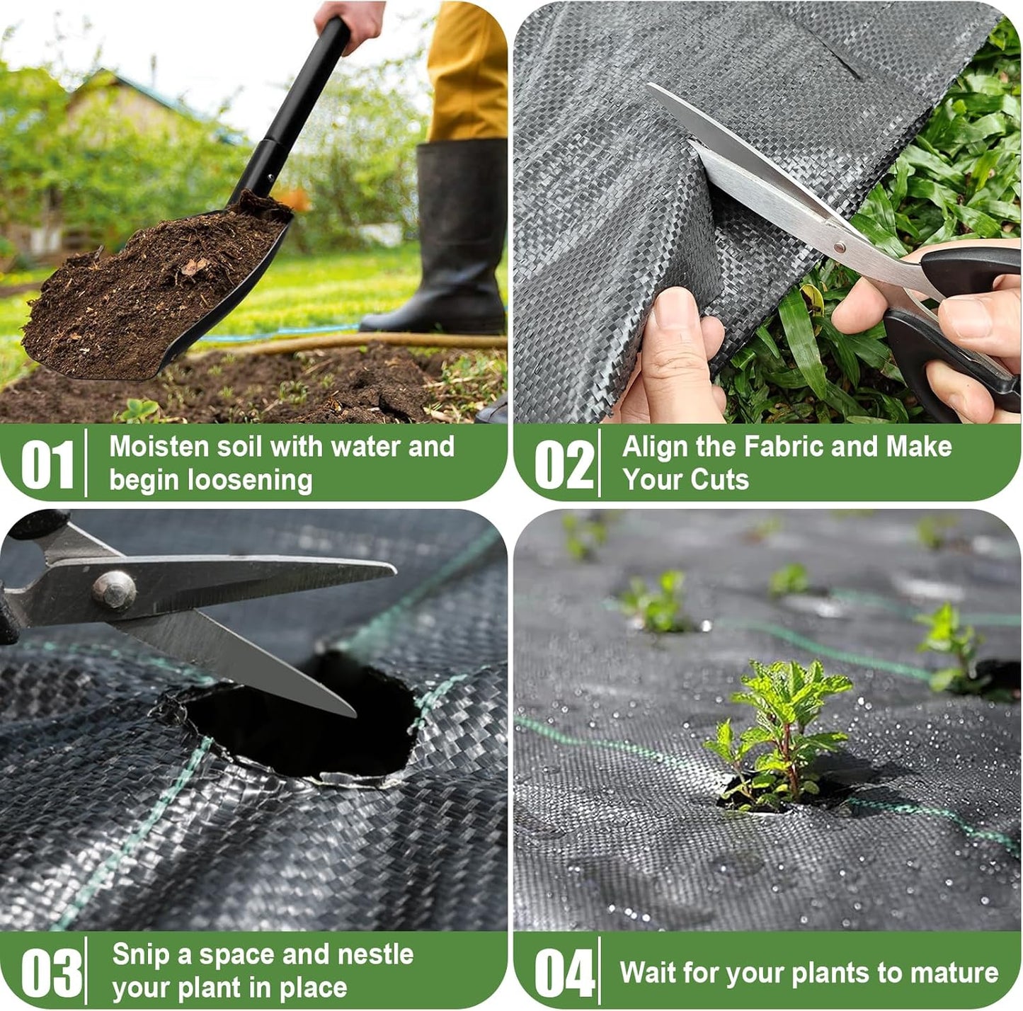 6FTx100FT Weed Barrier Fabric Heavy Duty, Gardening Landscape Fabric Cover Mat, Durable Weed Control Fabric for Garden Bed Cover, Landscaping, Commercial Driveway, Underlayment Use (6x100FT-3.2OZ)