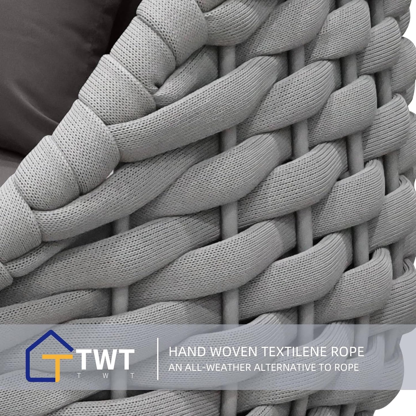 TWT Aluminum Outdoor Patio Furniture Set, 4 Textilene Armchairs Modern Outdoor Conversation Set Outdoor Single Sofa with Upgrade Cushion and Coffee Table for Balcony