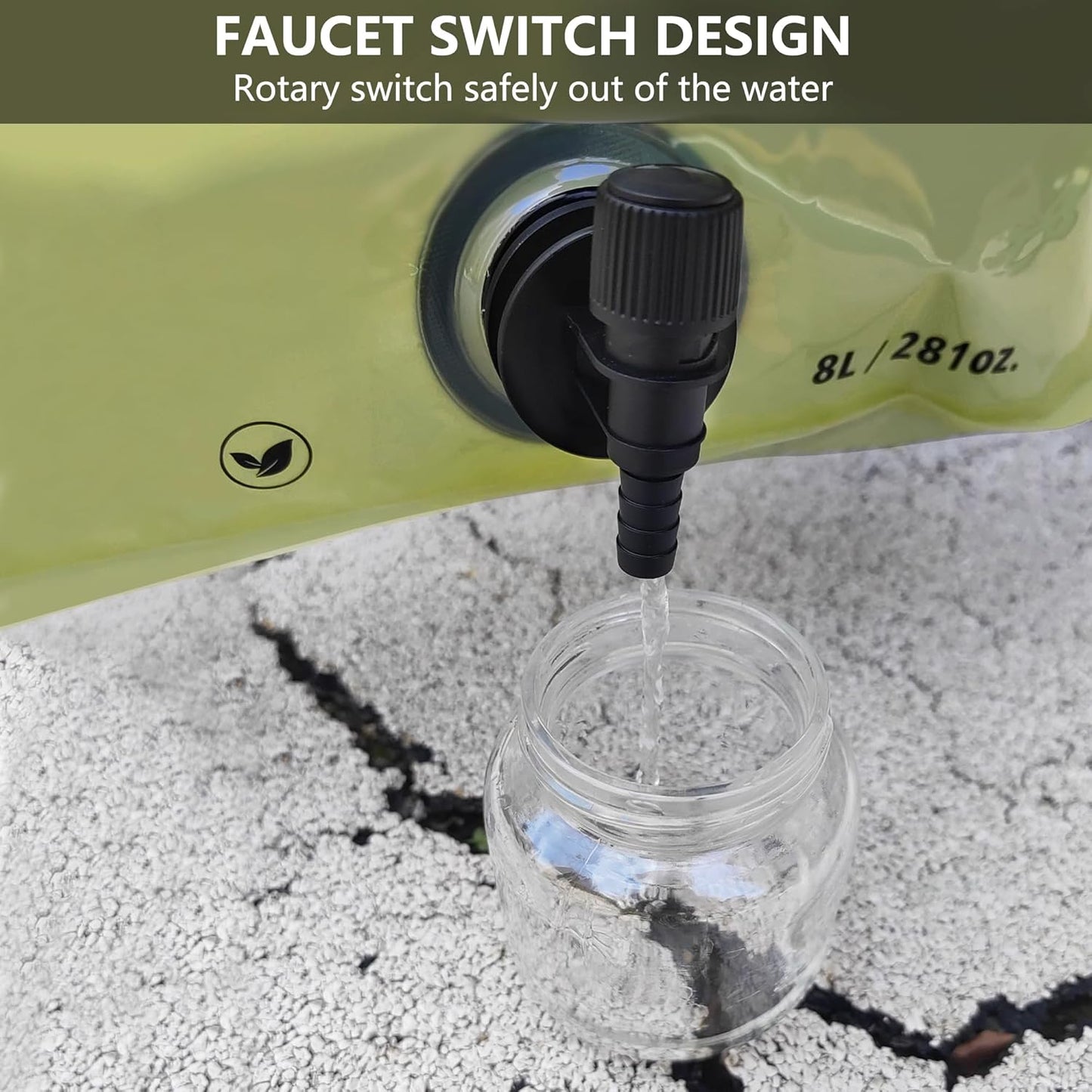 Collapsible 8L Water Storage Bag, BPA-Free Portable Folding Water Jug with Adjustable Faucet, Leakproof Emergency Water Bag for Camping, Hiking, Riding, Outdoor Sport (GREEN, 2)