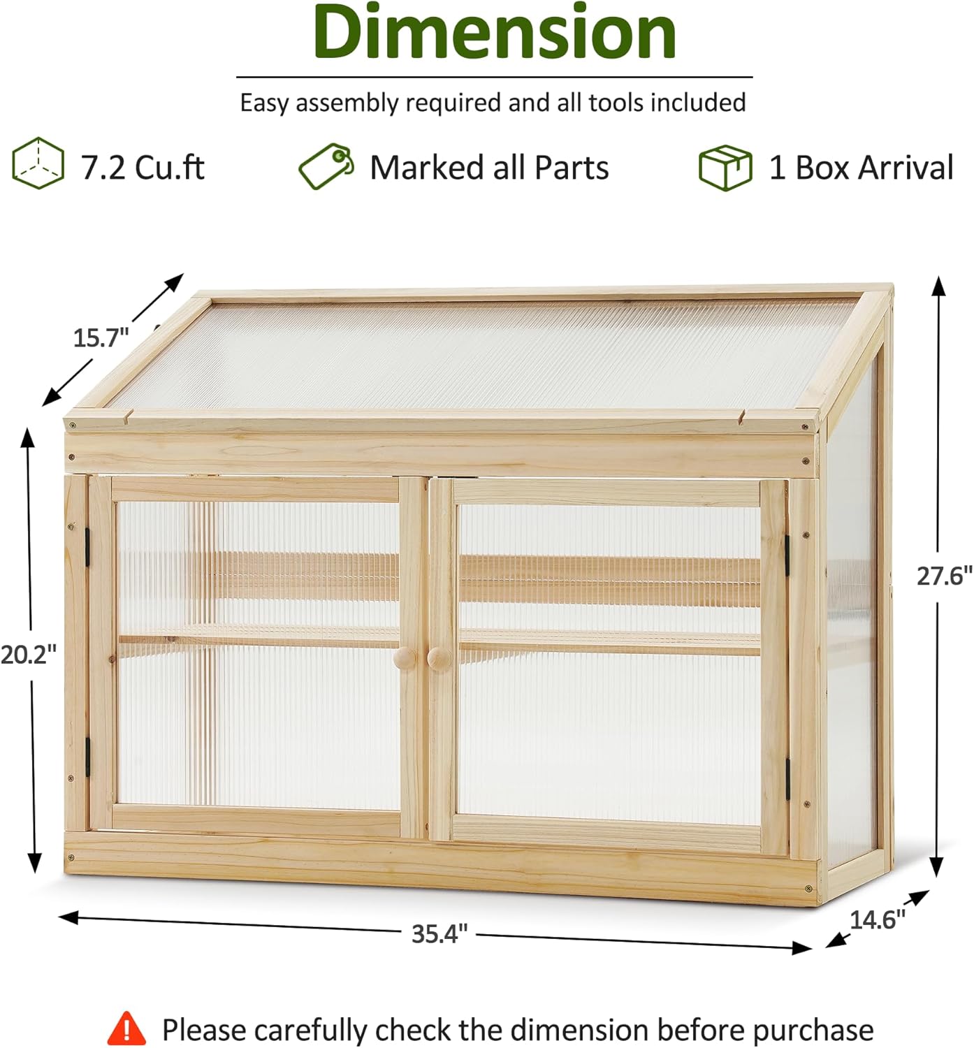 MCombo 2-Tier Wooden Cold Frame Garden Greenhouse Raised Flower Planter Shelf Bed Protection 6057-0160 (Natural)