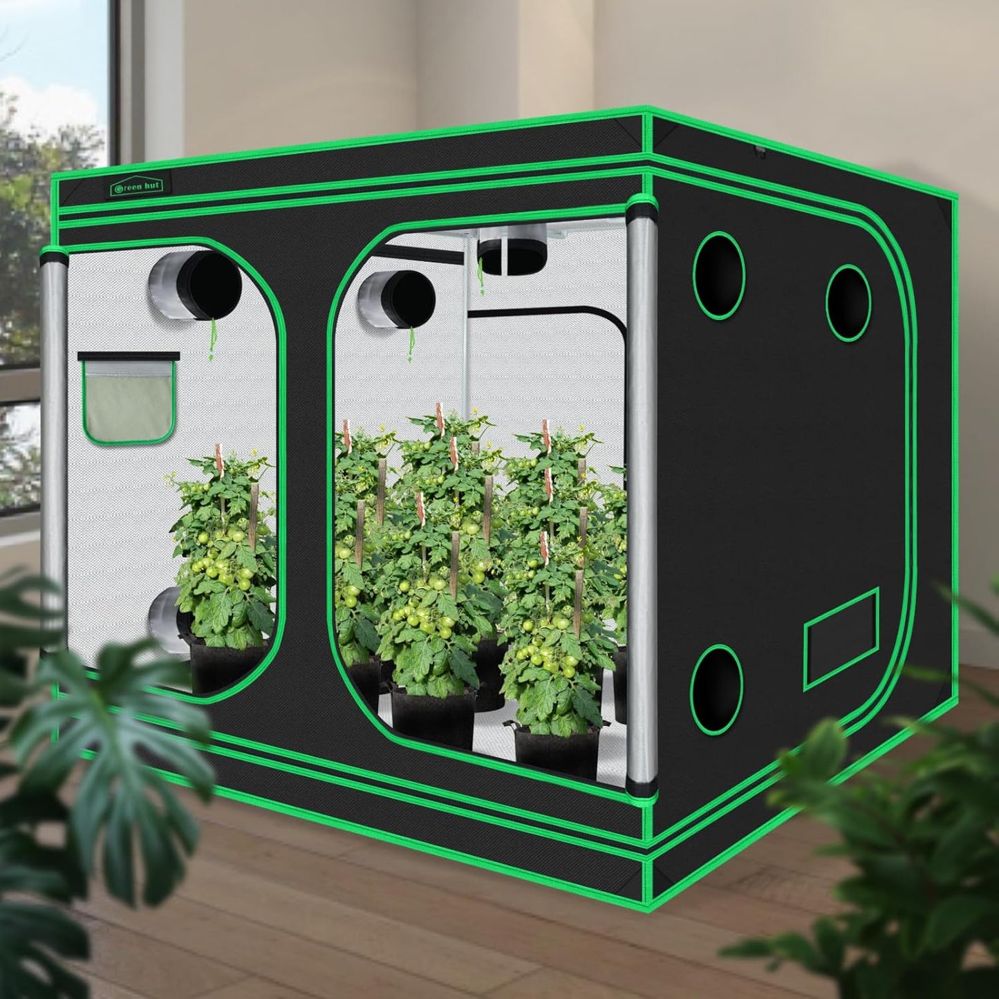 Grow Tent 96"x96"x78", High Reflective Mylar Dark Room with Observation Window, Removable Floor Tray and Tool Bag for Indoor Plant Growing 8'X8