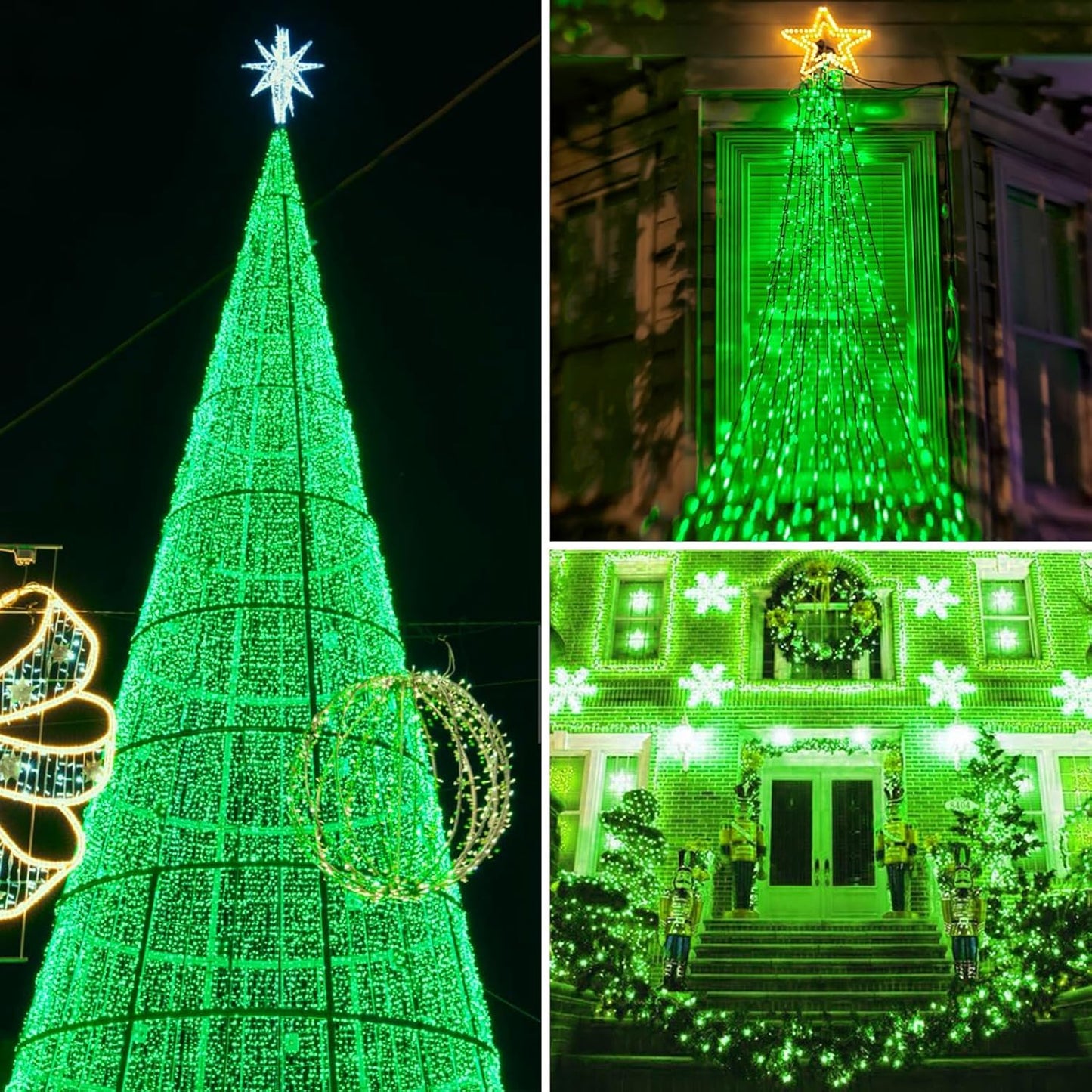 Upgrade Solar String Lights for Outside 2 Pack Total 180FT 500LED String Lights Outdoor with 8 Modes, IP65 Waterproof Outdoor Solar Twinkle Lights, Garden Tree Party Christmas Decorations, Green