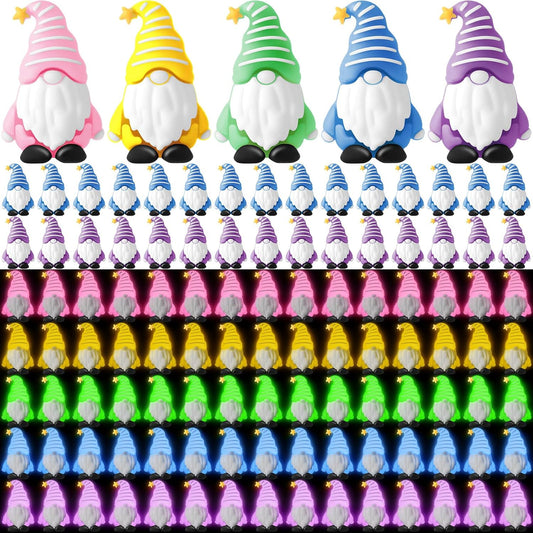 100 Pcs Luminous Mini Gnomes Figurines Fairy Glow in Dark Garden Miniature Gnome Figurines Decor Funny Poses Garden Yard Home Patio Lawn Backyard Hide See DIY Craft