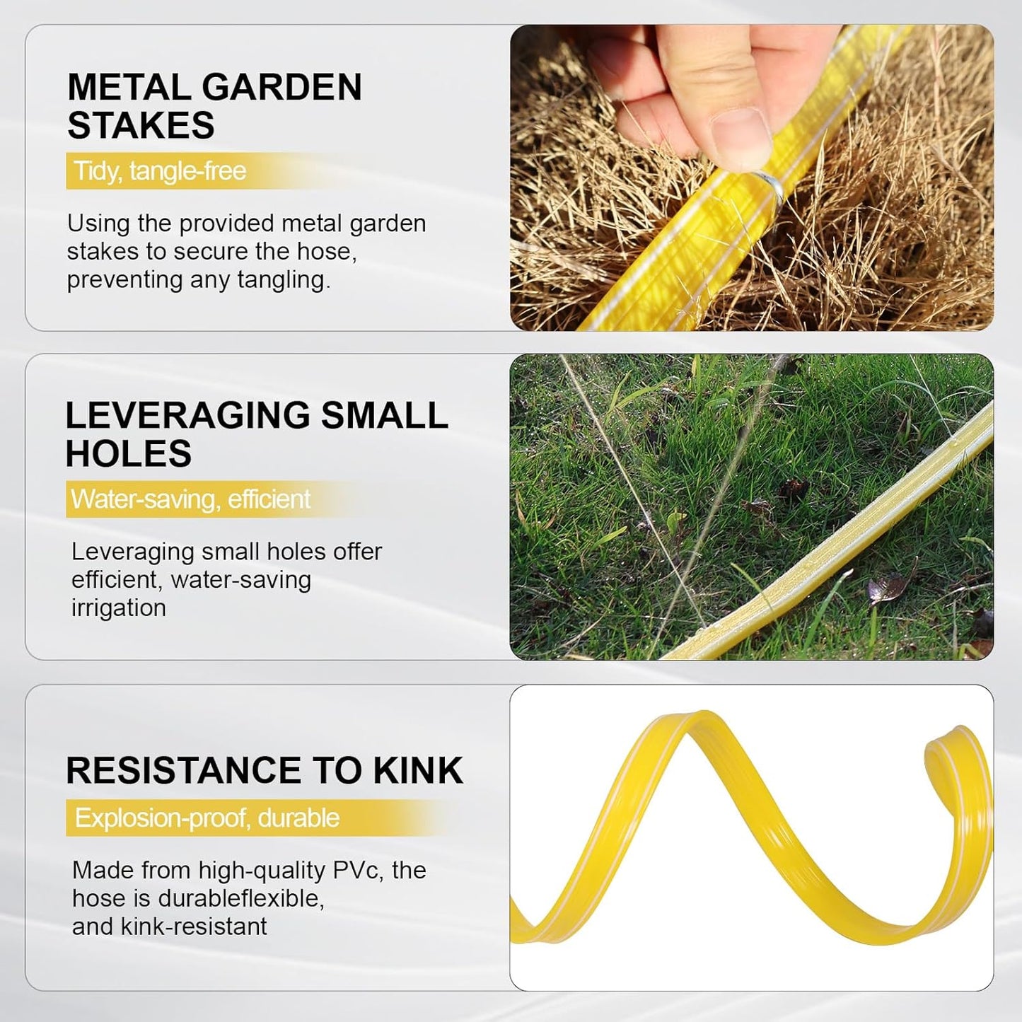 Sprinkler Hose 15 ft 3-Pack, Flexible Short Sprinklers Soaker Hose for Yard, Lawn Drip Irrigation Hose System for Garden Watering (15 ft 3-Pack)