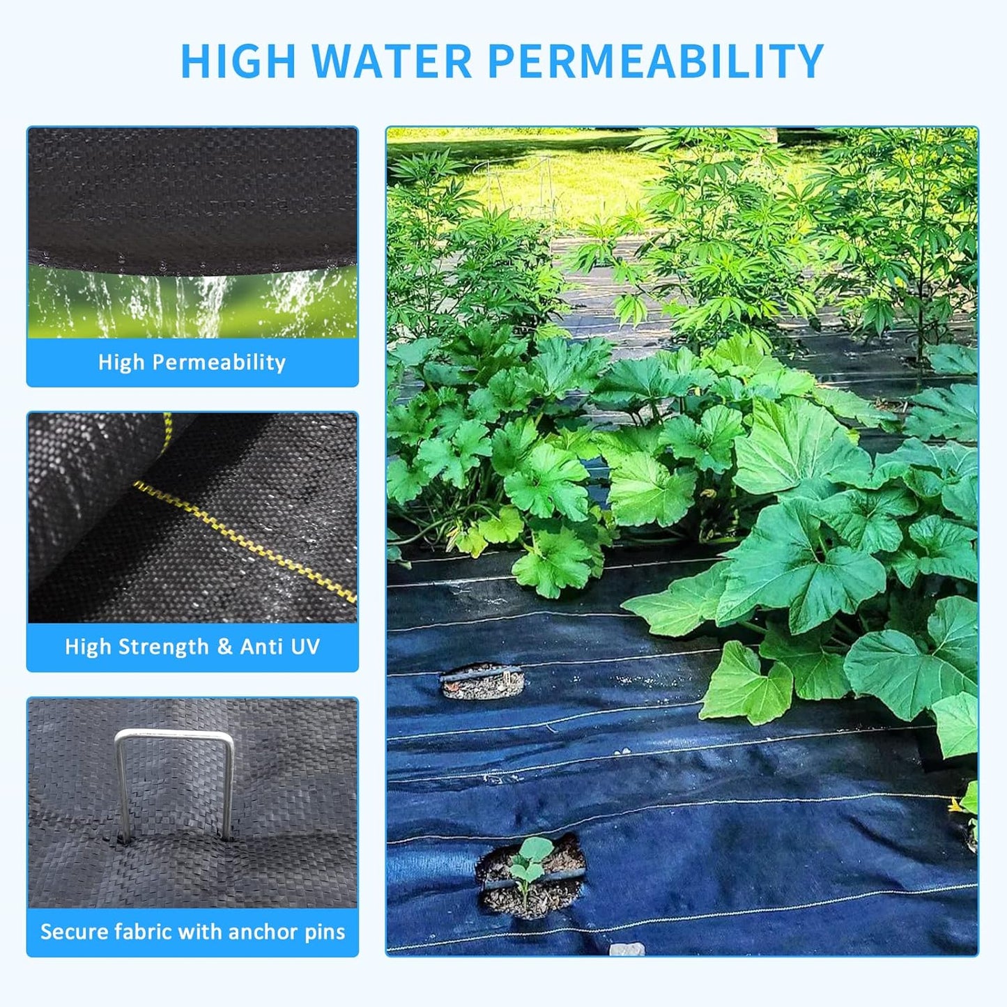 6ft x300ft Black Weed Barrier Landscape Premium Fabric-Heavy Duty Woven Ground Cloth with Superior Permeability Weed Control Convenient Design