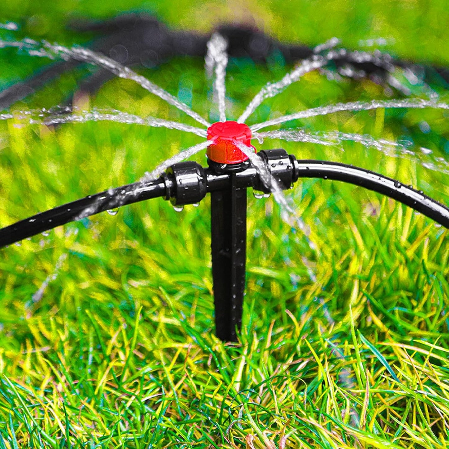 Push-to-Fit Drip Irrigation Emitters for 1/4" Drip Irrigation Tubing, 20 Pcs Adjustable 360 Degree Water Flow Drippers Sprayer on Stake 360° Full Circle Multi-Stream Irrigation In-line Dripper