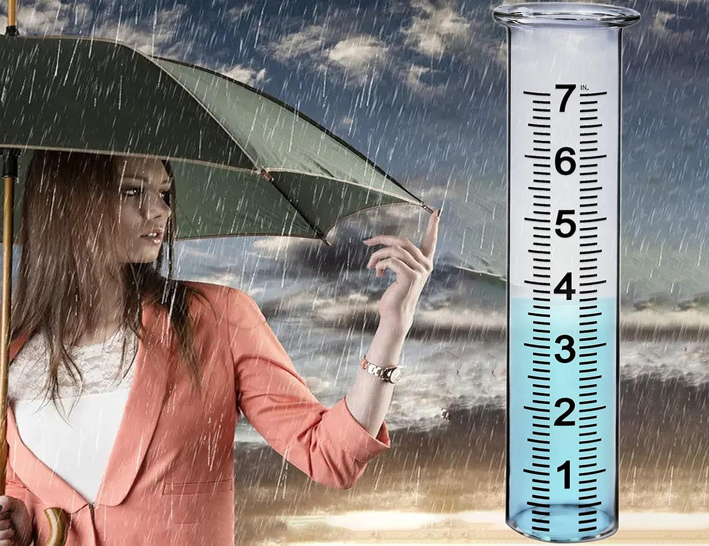 BIUWING 7" Capacity Glass rain Gauge Replacement Tube for Outdoors Yard Garden with Lip, Best Rated, Easy to Read (1 pcs)