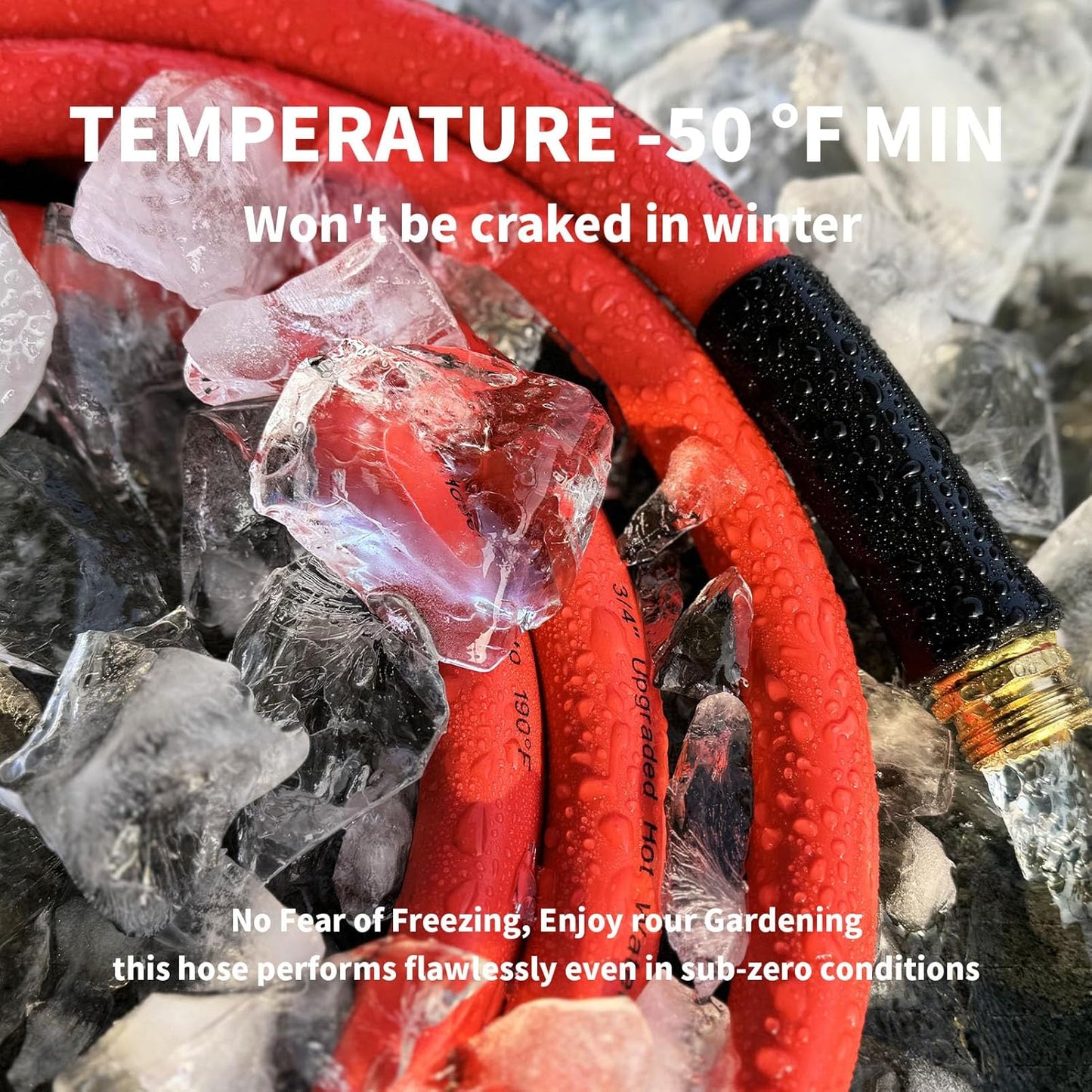 Garden Hose 15 ft x 3/4” Hot/Cold Heavy Duty Water Hose,-50°F to 190°F,Burst 600Psi Flexible Upgraded Rubber Hoses,3/4” Solid Fittings for All-weather Outdoor Lawn & Garden