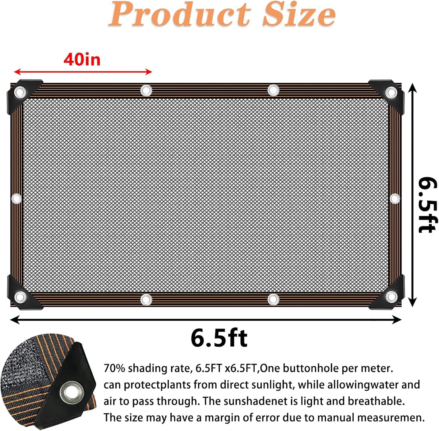 Shade Cloth - for Plants Greenhouse, 70% Sunblock Shade Sails -for Outdoor Garden Pergola Patio Lawn Kennel Chicken Coop Easier to Hang Plant Shade Net Cover