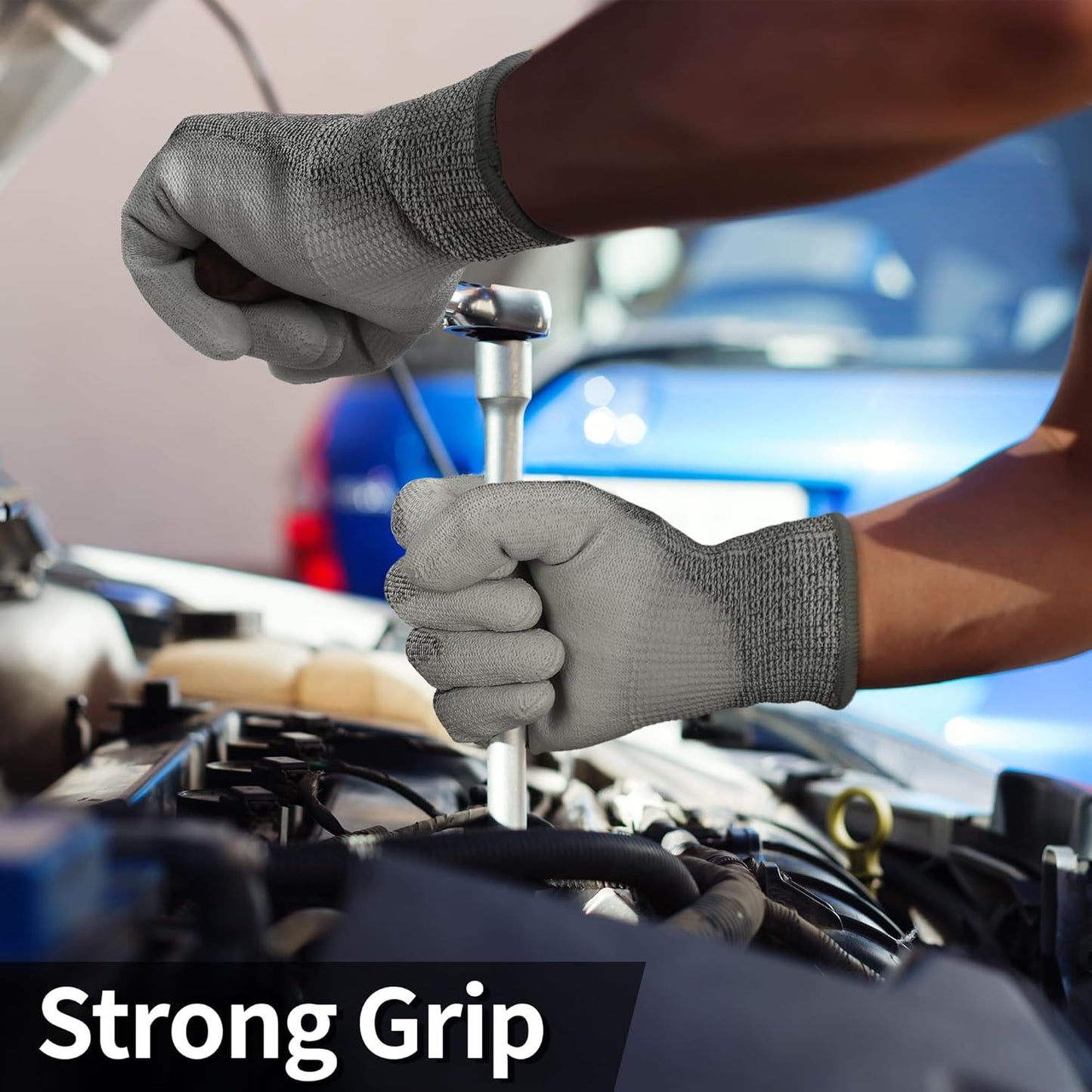 Schwer 12 Pairs ANSI A5 Cut Resistant Work Gloves, Cut Proof Gloves with PU Coating, Used for Metal Fabrication, WoodWorking, Construction, Non Slip, Durable, M, CR3088