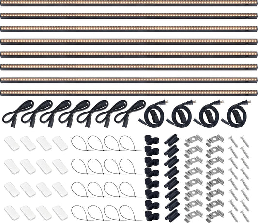 Barrina T5 Grow Lights for Indoor Plants, 4FT 160W (8 X 20W) Plant Grow Lights Indoor with Magnetic Bar, Linkable Plant Growing Lamps with Black Cover, Plug and Play, Yellow, 8 Packs