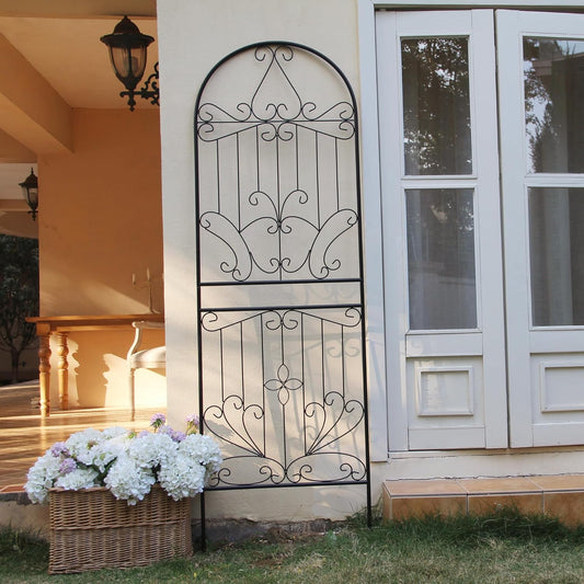 SCENDOR Metal Trellis 82.7" H x 26.7" W Powder-Coated Black Attractive Plant Support Garden Trellis Stylish Garden Addition Lattice Outdoor Yard Décor Roses Vine Ivy Clematis Trellises Black 1 Pack