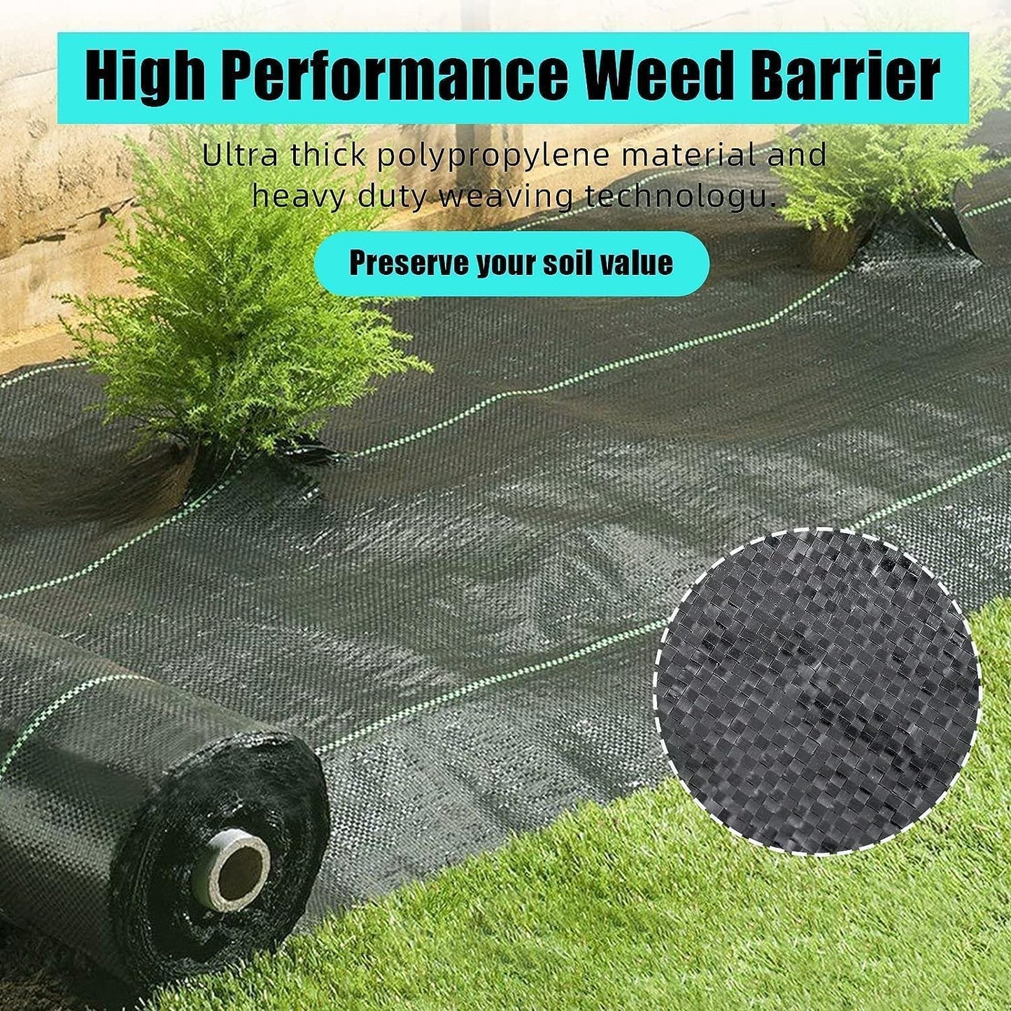4ft x 250ft Premium Weed Barrier Landscape Fabric, 5oz Heavy Duty, Weed Control Fabric, High Permeability Good for Flower Bed, Driveway Fabric Ground Cover
