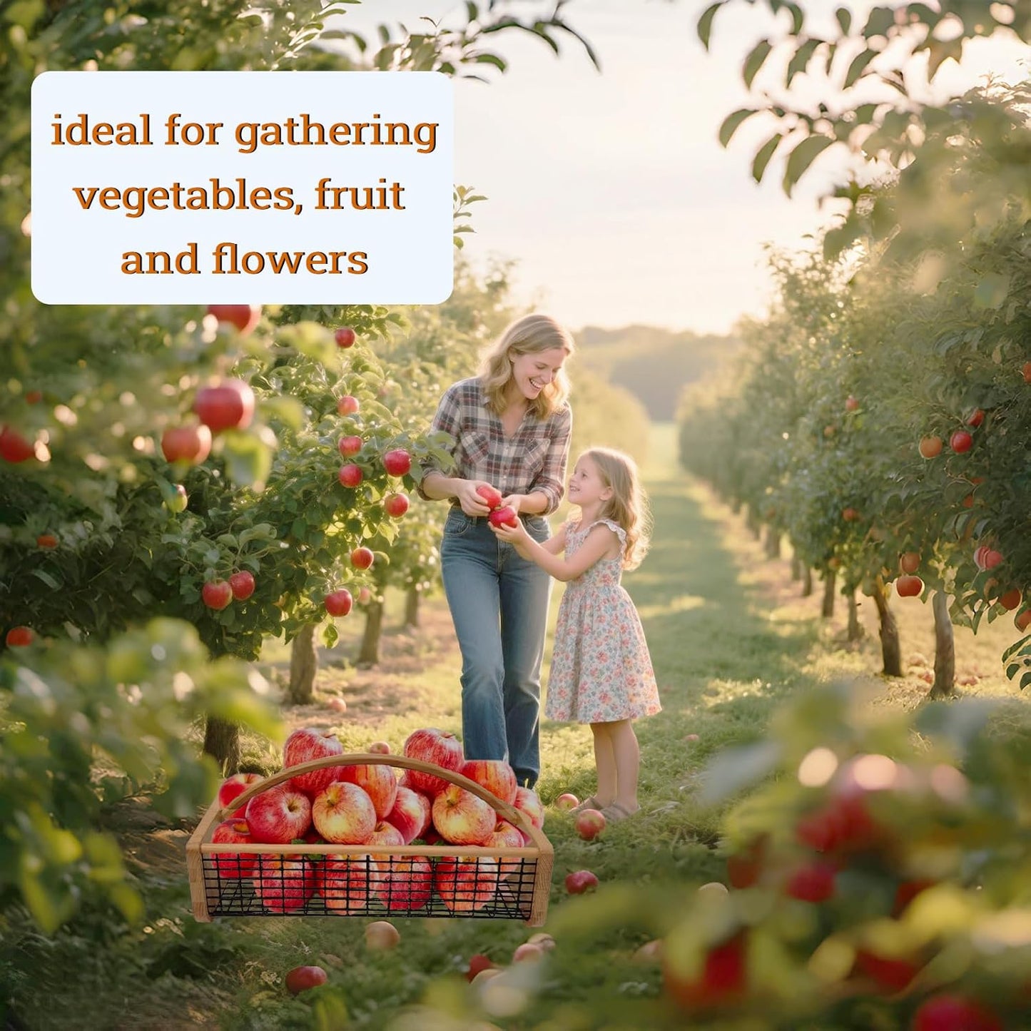 2pcs Garden Hod Harvest Basket, Durable Wooden Gardening, Supply Suitable For Kitchen, Picnic And Outdoor Picking