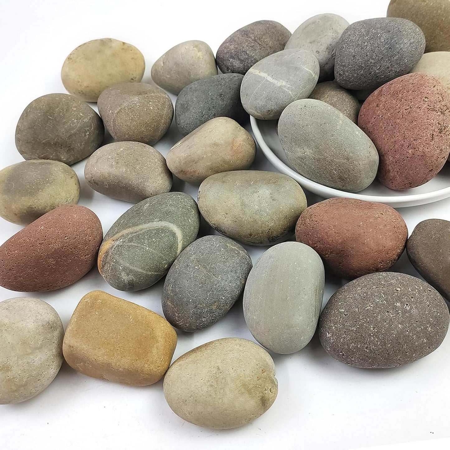 Natural River Rocks, 2-3 Inch River Rocks for Landscaping, Mixed Colors Stones for Plants, Flower Beds, Indoor Fountains, Gardens, Paths, Backyards, Fish Tank and Plantations(40lbs Bulk)