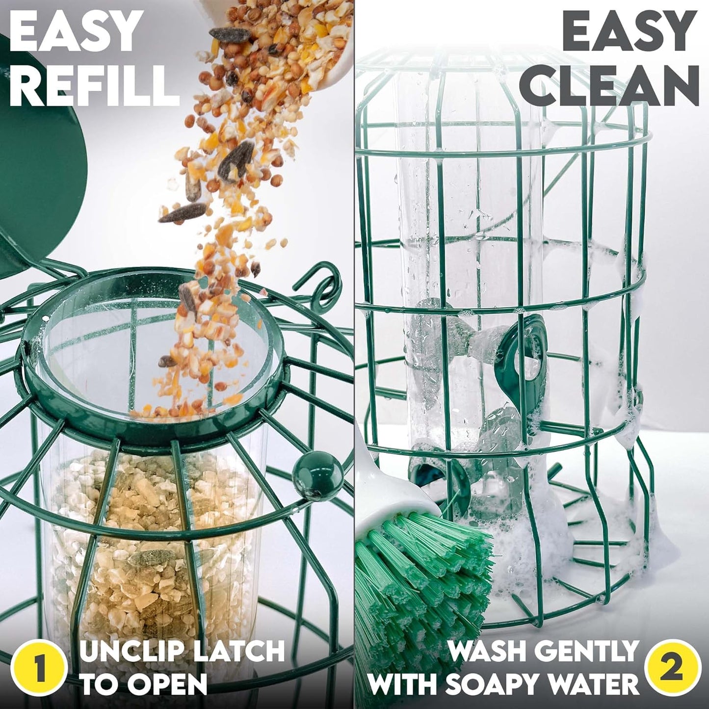 Squirrel Proof Bird Feeders for Outdoors Hanging (Premium Metal) 1.25 lb Capacity, Chew & Rust Proof, 4-Port Bird Feeder