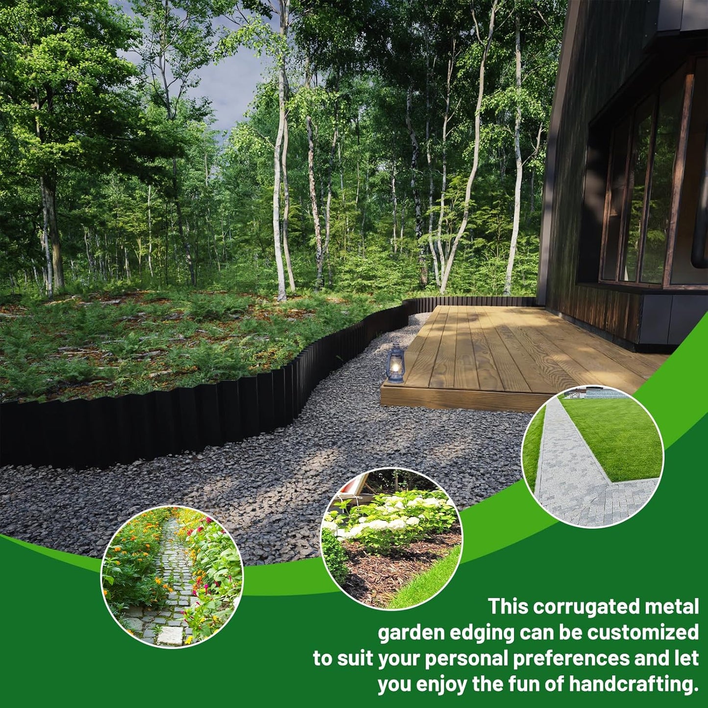 SnugNiture Corrugated Metal Garden Edging,10" x 20' Sturdy Lawn Edging Border,Landscape Edging Border for Lawn, Flower Bed,Garden and Yard