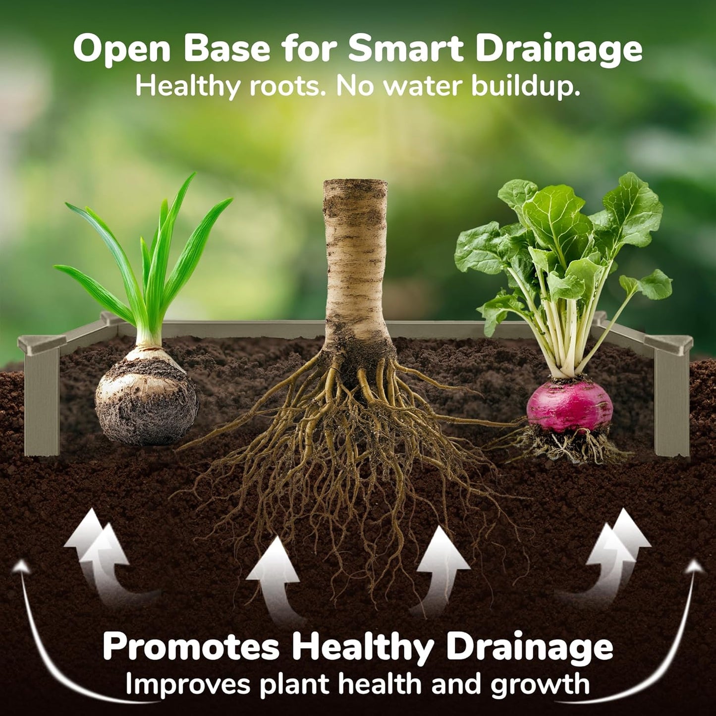 Raised Garden Bed - 4x4 ft Planter Box - Weathered Wood HDPE - No Tools Needed - DIY Kit for Urban Gardening, Flowers, Herbs & Vegetables - Made in The USA