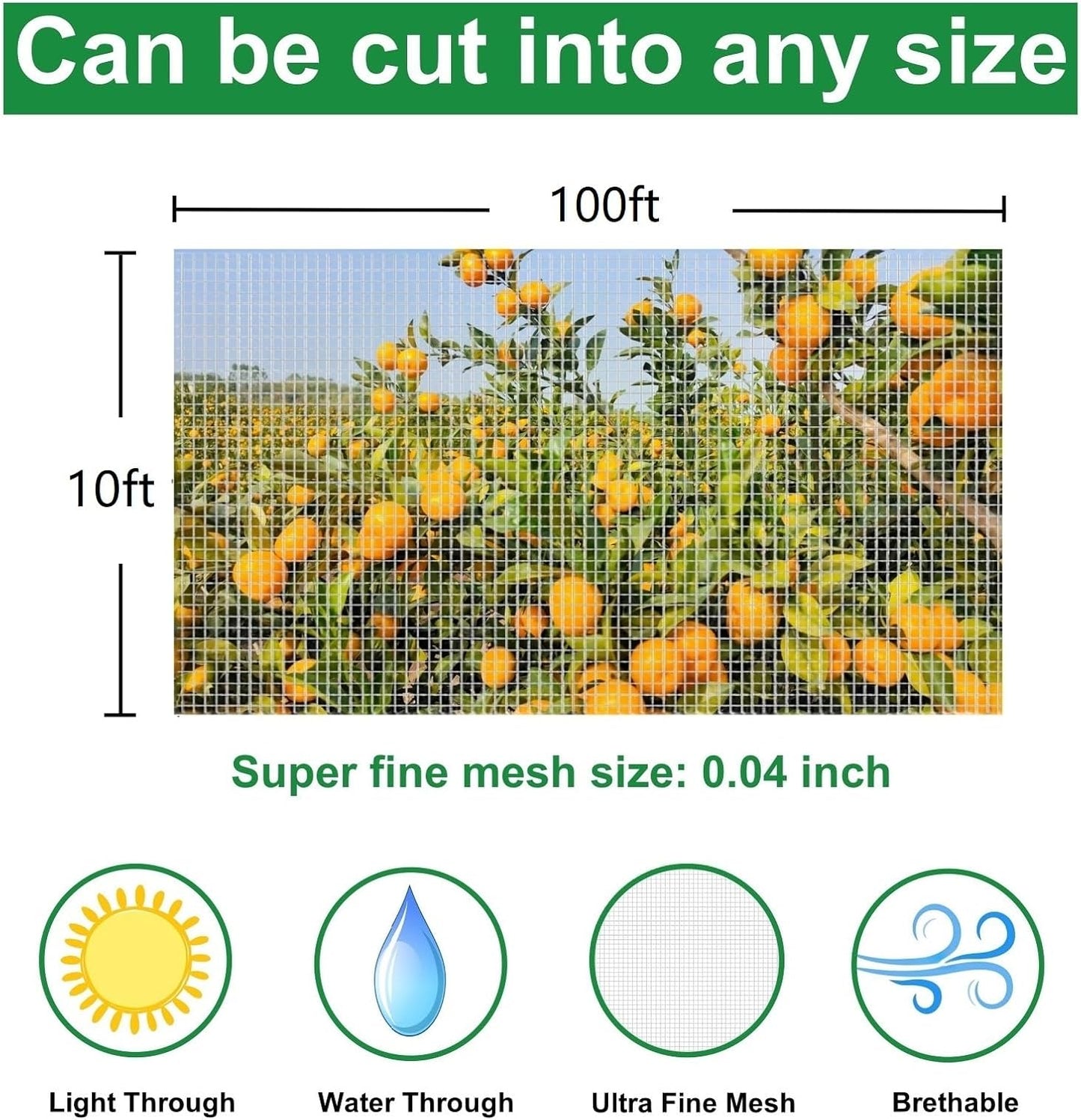 Garden Insect Mesh Netting 10ft x 100ft, GENNIZZ Ultra Fine Plant Cover for Garden Protection, Mosquito Net Pest Barrier for Fruit Vegetable Flower Greenhouse Row Cover Raised Bed Barrier (3m x 30m)