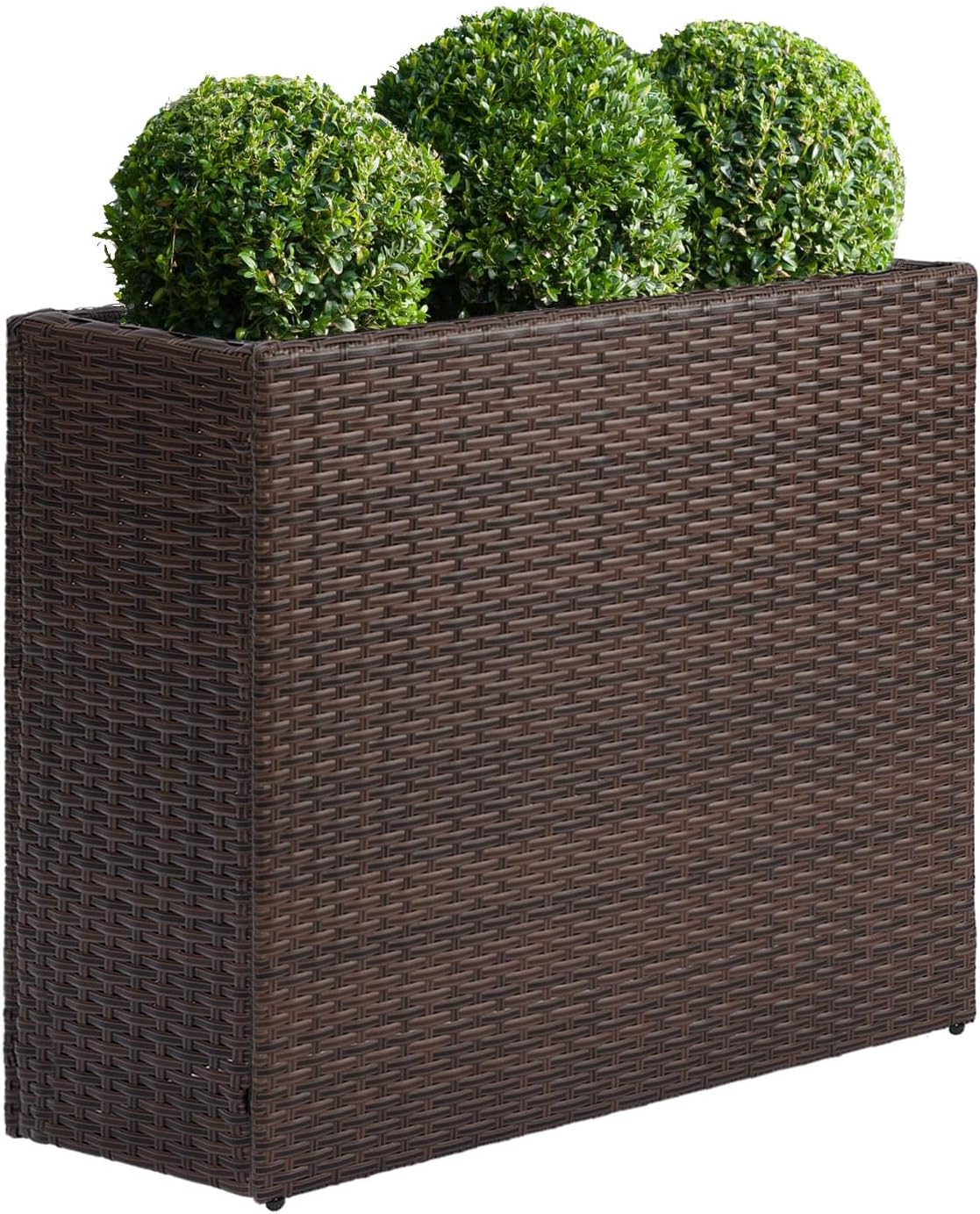 SUNNYPARK Tall Rectangular Planter with Removable Liner, All-Weather PE Rattan Large Modern Planters Indoor Outdoor Flower Plant Pots Garden Box Patio Yard Front Porch Deck