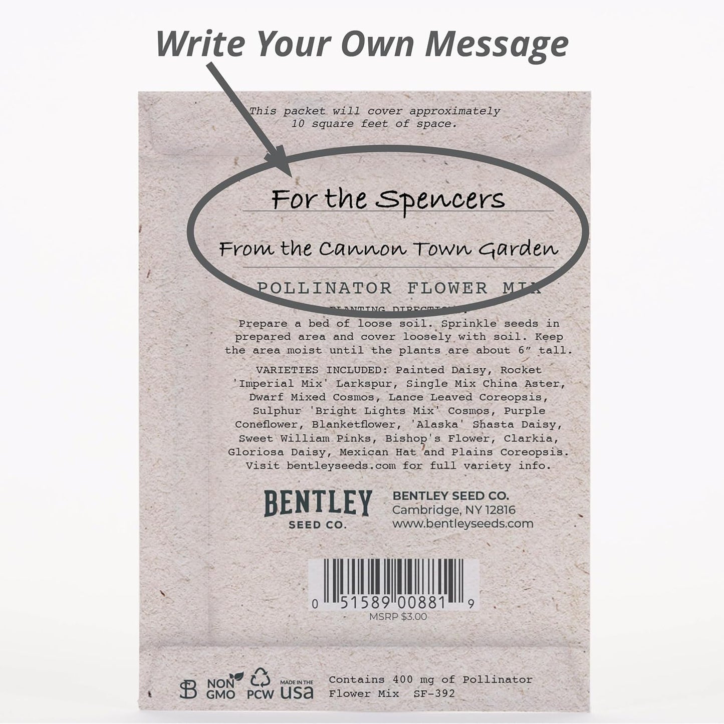 Bentley Seed Co. | Bee Kind Pollinator Flowers | Beautiful Bee Art Kraft Look Seed Packets | Environmental Favors Cards for Guests | Wildflower Mix Seed Packets | Eco-Friendly Hand Out Gift | 25 Pack