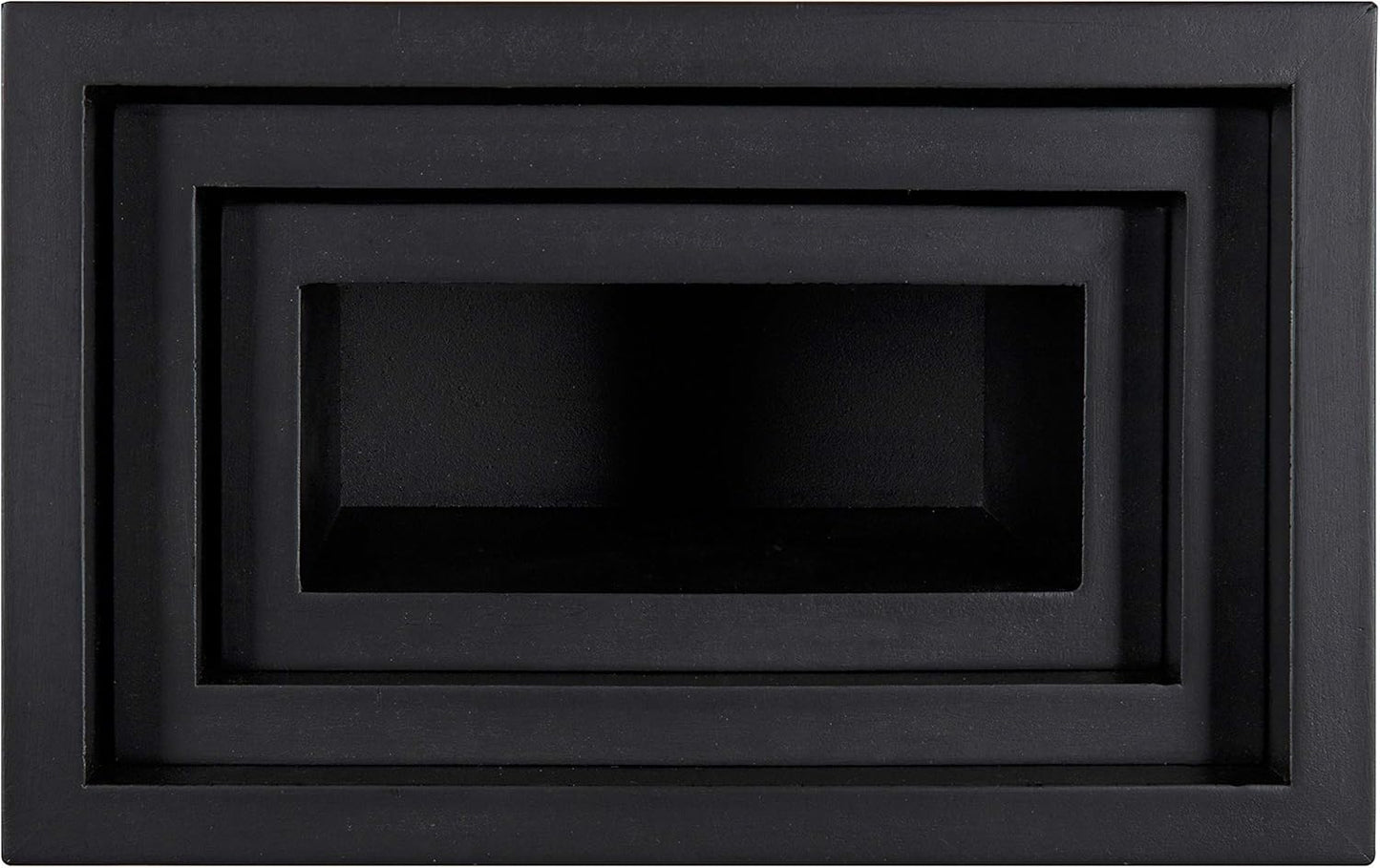 Kate and Laurel Domio Wall Hanging Planter Shelves, Set of 3, Black, Geometric Nesting Planter Collection