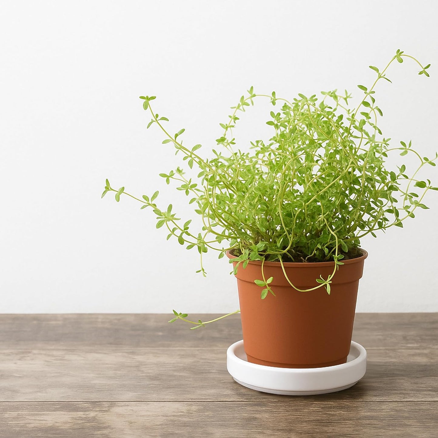 D'vine Dev Modern Round 3.7 Inch Ceramic Plant Pot Saucer, Planter Pot Drainage Tray for Indoor Plants, Matte White, 97-T-A-1