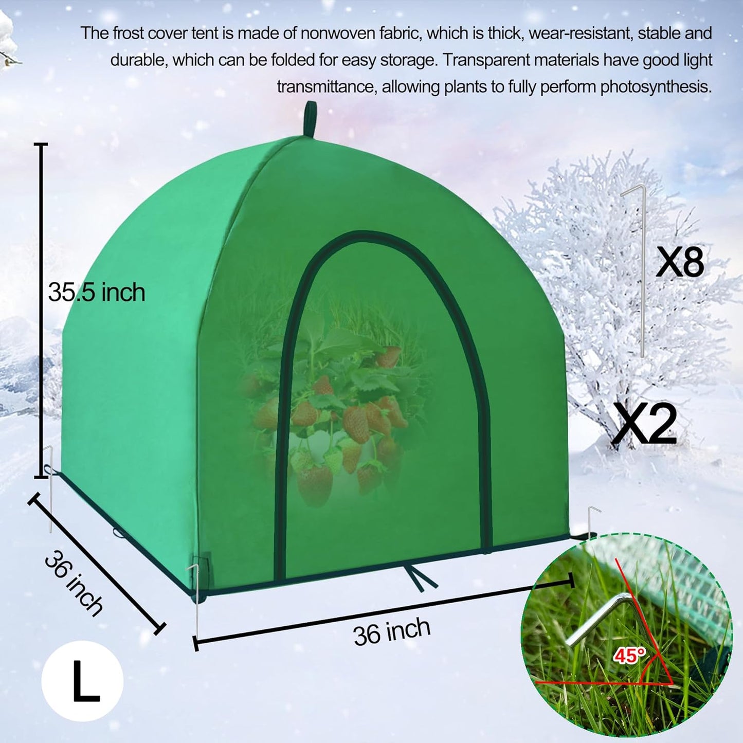 36″*36″*35.5″, Winter Plant Warm Covers - Raised Bed Cover, Garden Row Accelerator, Warm Tent Freeze Protection Humidity Domes for Germination, Seedling Propagation Protecting Plants from Animals 2PCS