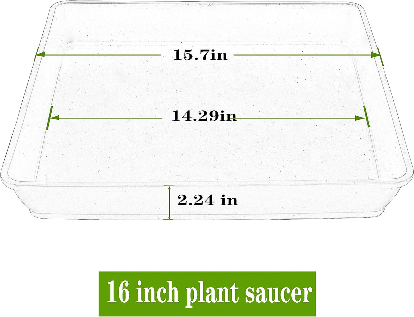 4 Pack Square Plant Saucer 16 Inch, Heavy Plastic Plant Saucer, Deep Heavy Duty Plant Pot Saucers, Planters for Indoors and Outdoors Plants，Large Plant Trays for Pots.