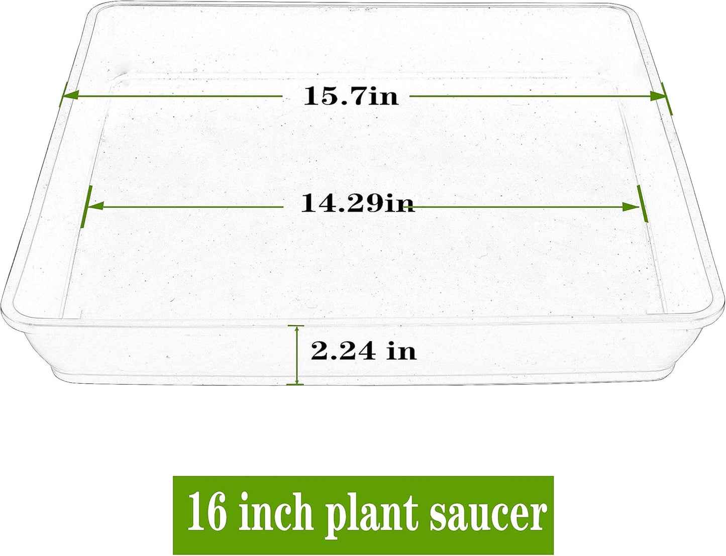 Square Plant Saucer 16 Inch 2 Pack, Duty Plastic Plant Saucer, Heavy Duty Plant Pot Saucers, Garden Large Deep Plant Trays for Pots, Planters for Indoors and Outdoors Plants.