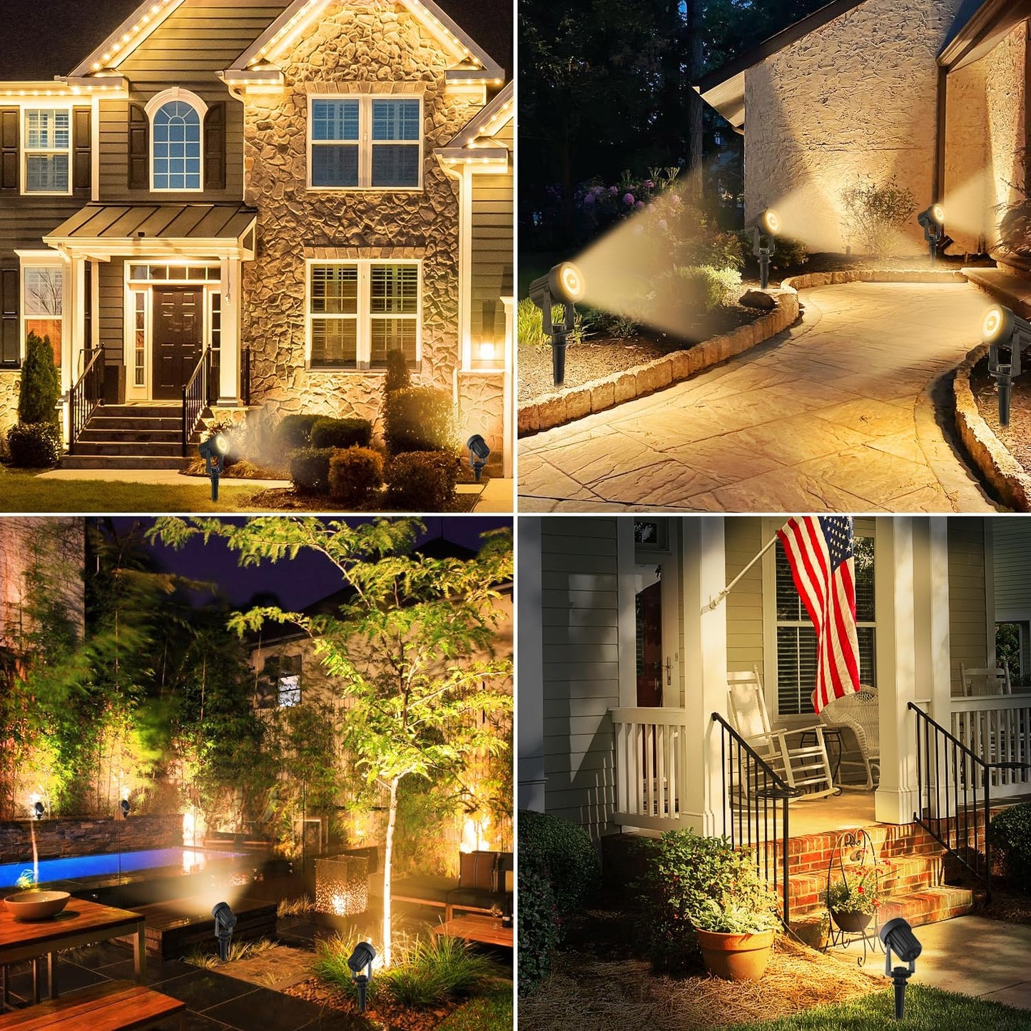 Solar Spotlights Outdoor 4Pack Warm White Landscape Lights IP65 Waterproof Solar Lights Plant Decorative Lighting for Garden Yard Path Lawn