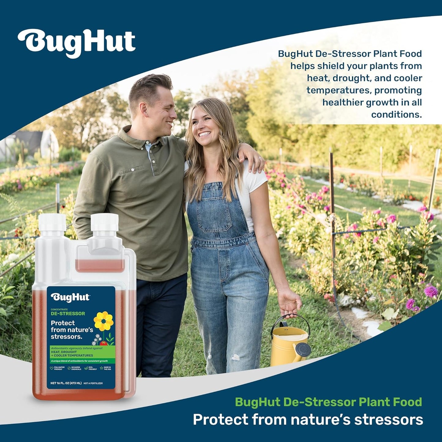 De-Stressor Plant Food - Natural Antioxidant for Healthy Growth and Protection - Liquid Antioxidant for Indoor and Outdoor Plants, Flowers, Vegetables - 16 fl oz, Makes 63 gallons