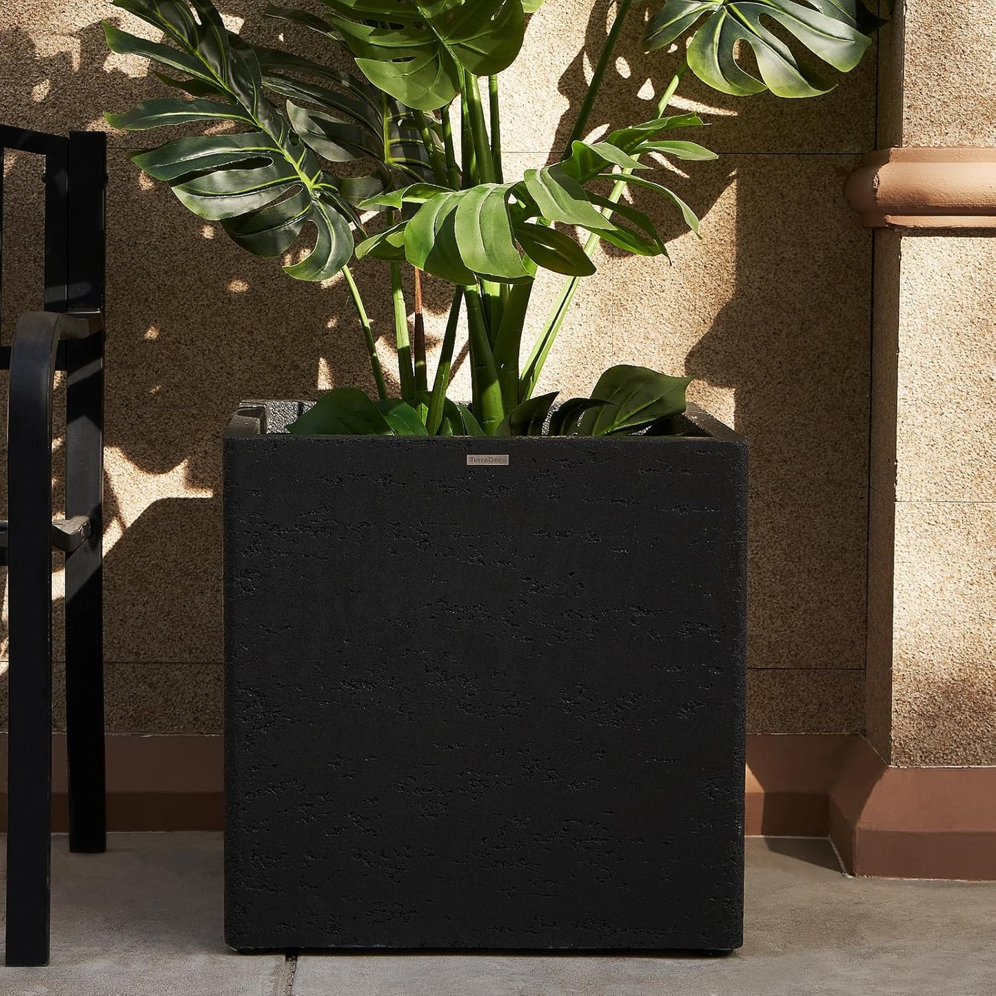 20 Inch Square Concrete Planter（20Lx20Wx20H，48 Pounds）,Durable All-Weather Use with Drainage Holes,Large Square Planter for Outdoor Indoor Plants