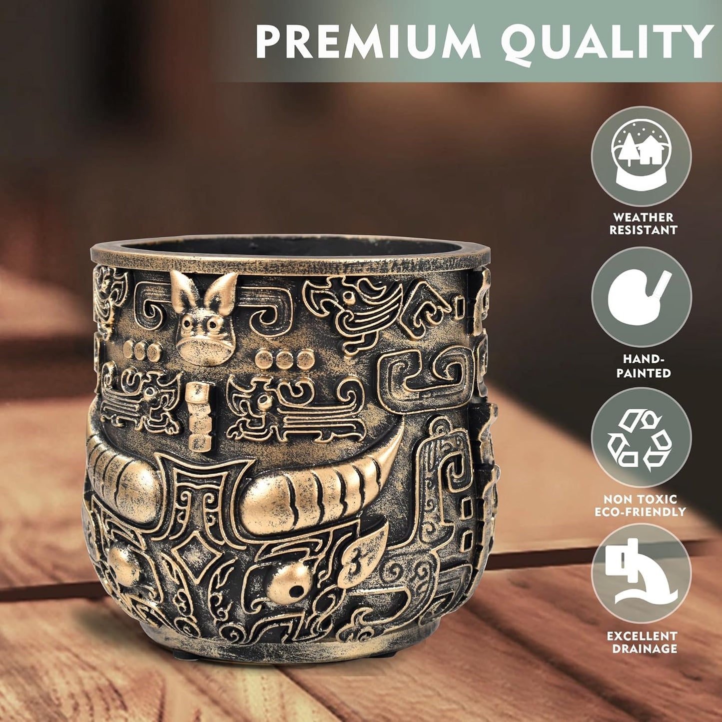 Tribal Vintage Face Planter,Lightweight Unique Plant Pots with Drainage,Eclectic Small Succulent Flower Planters Pots for Outdoor&Indoor Plants,Funny Garden Pot for Room Decor(5.5in)