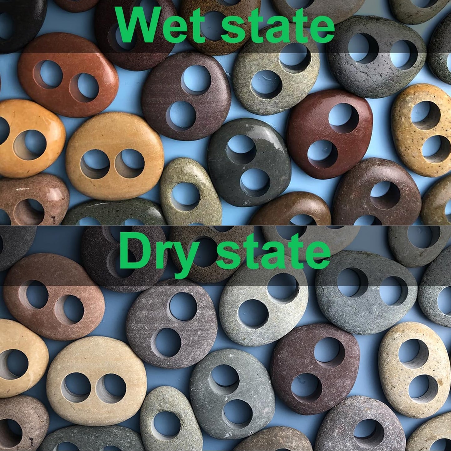 Natural River Stone Plant Weights for Aquarium, Handmade Pebble Anchors for Aquatic Plants, Fish Tank Decorations, Unique Shape & Size, Landscape Plant Weights (0.8″ 2holes 6pcs)