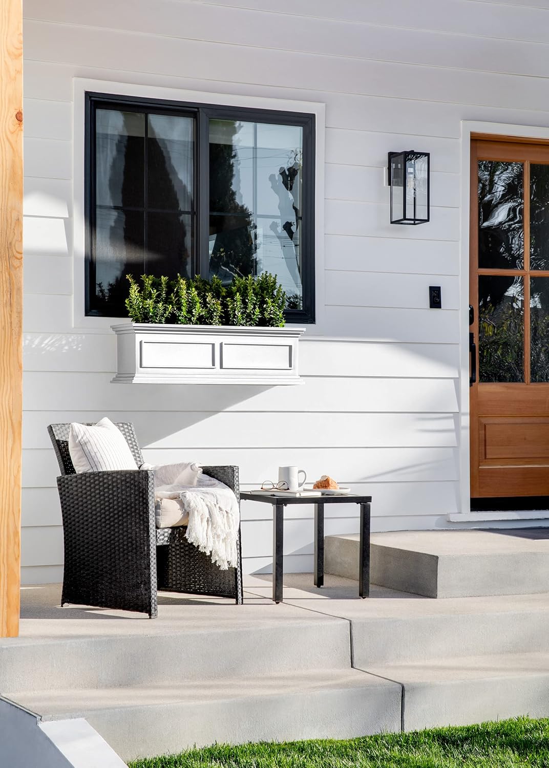 Veradek Brixton Series Plastic Railing Planter - Rectangular Planter for Outdoor Deck/Balcony | Crack-Resistant with Adjustable Rail Attachment | Classic Estate Design for Herbs, Succulents, Flowers