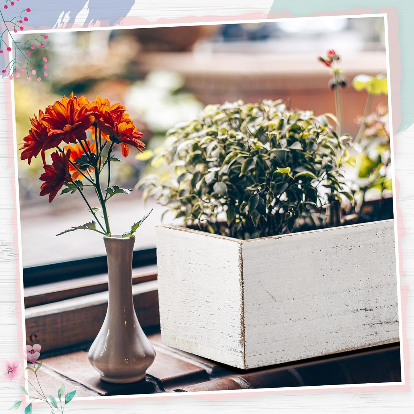 Dandat 2 Set Wood Boxes for Centerpieces 16x4 Inch Rectangle Wooden Planter Box Rustic Wooden Planters with Removable Plastic Liner Floral Foam Blocks for Home Wedding Garden Decor