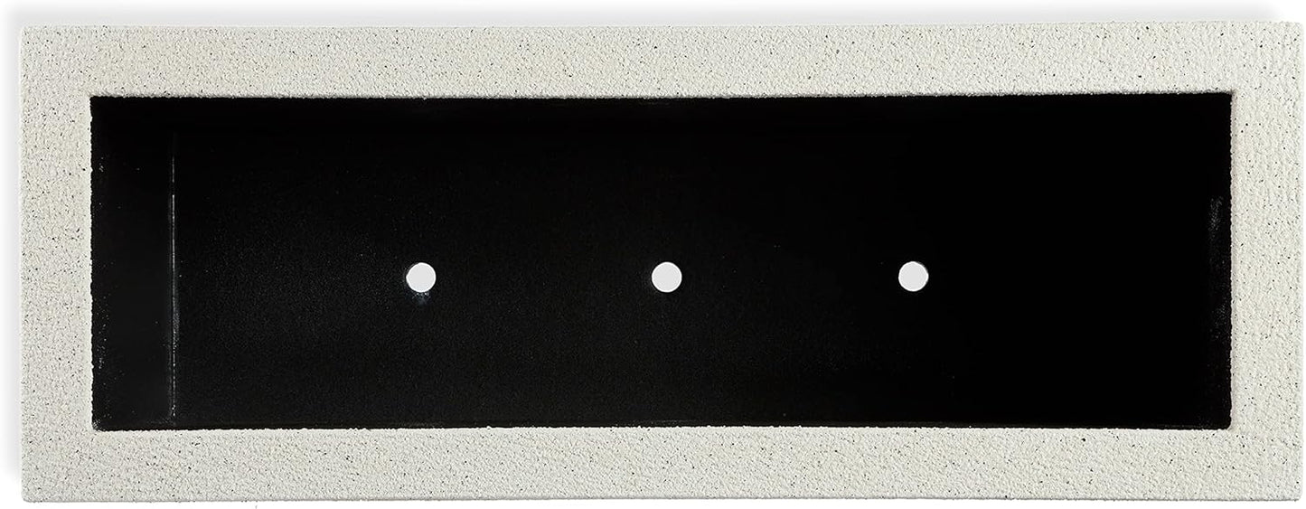 PolyStone Milan Tall Modern Outdoor/Indoor Rectangular Trough Planter, 46" W x 19" H, Lightweight, Heavy Duty, Weather Resistant, Polymer Finish, Commercial and Residential (White Granite)