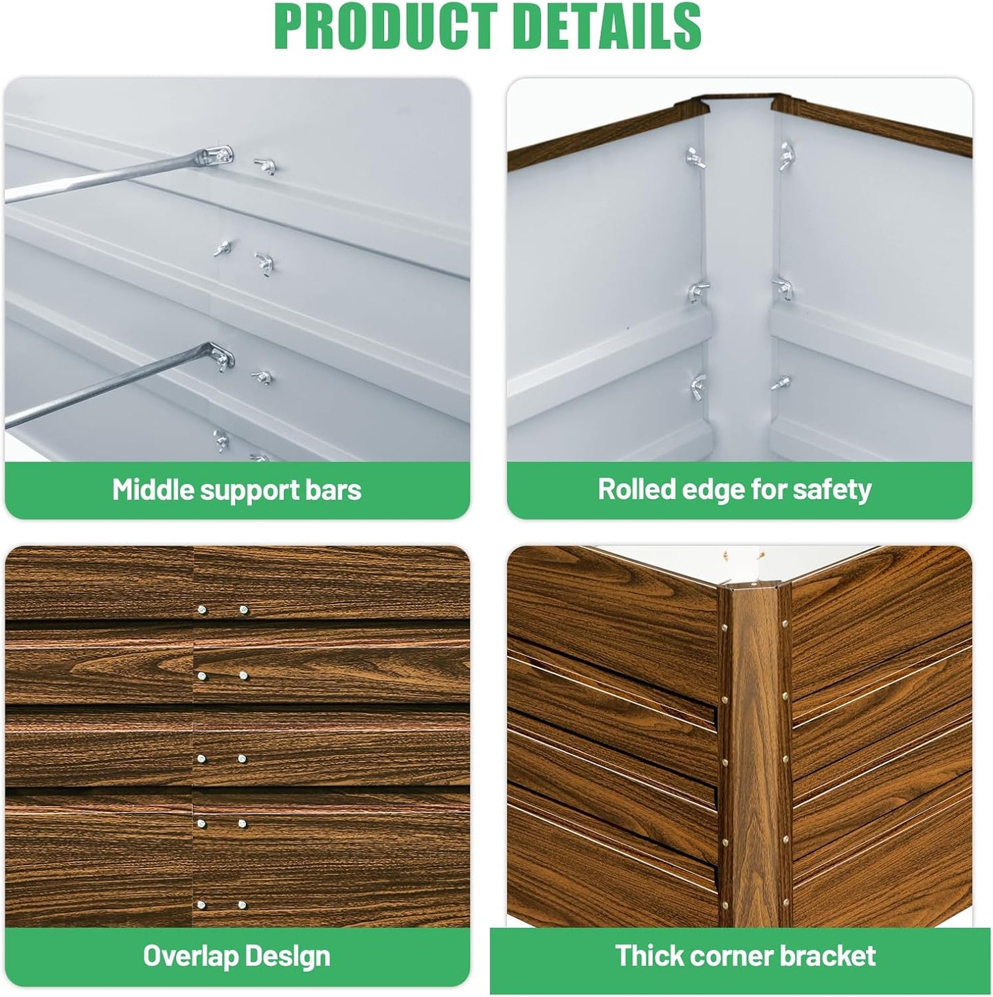 SnugNiture 4x2x2FT Raised Garden Bed Galvanized Planter Garden Boxes Outdoor, Deep Root Planter Raised Bed for Vegetables Flowers Herbs,Brown