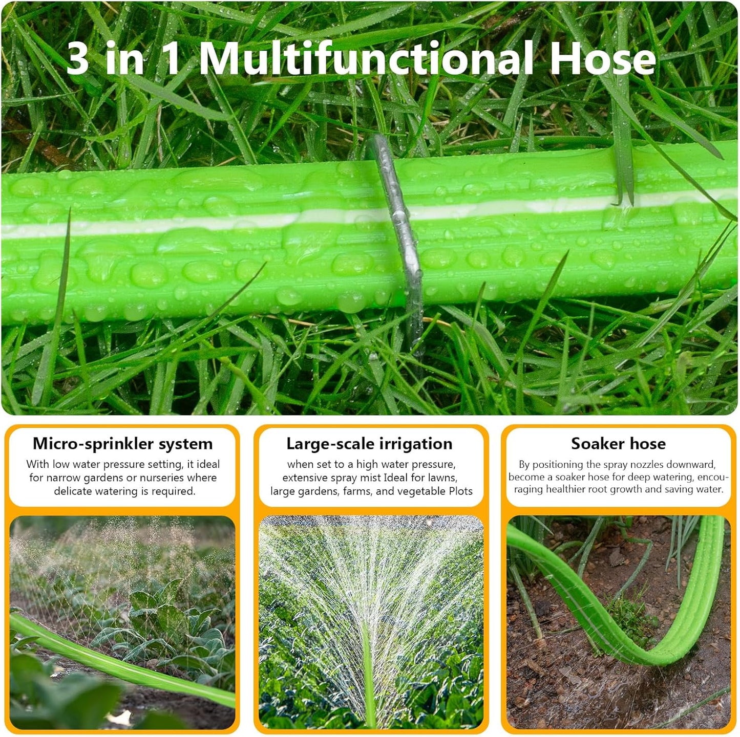 LAVEVE Sprinkler Soaker Hose for Yard 75 FT, Heavy Duty Garden Water Hoses with Stakes, Sprinklers System for Lawn, Flexible Drip Irrigation Tubing