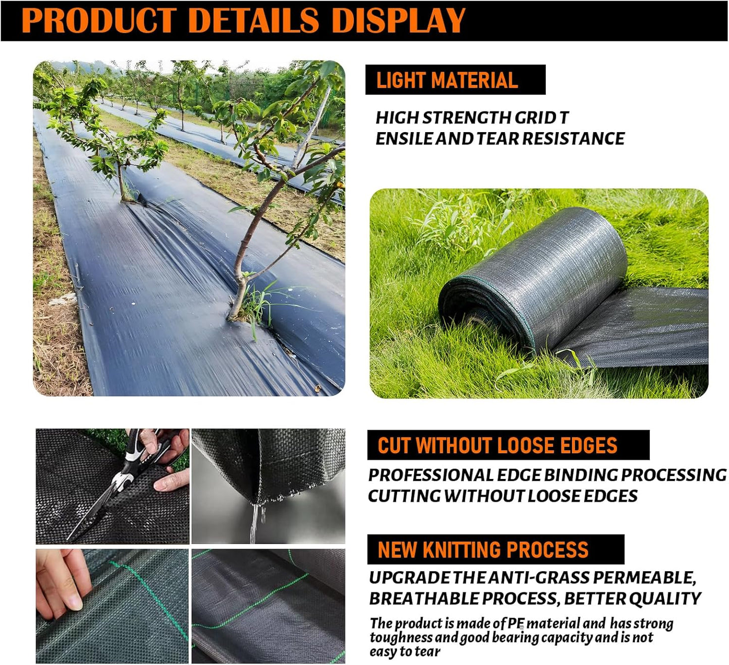 3Size Weed Barrier Landscape Fabric Heavy Duty Woven Ground Cover Weed Cloth Geotextile Fabric Driveway Fabric (3x100FT)