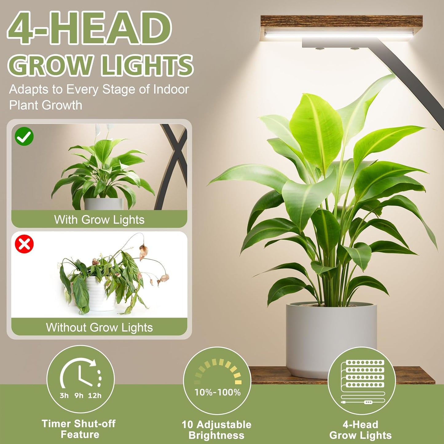 Plant Stand Indoor with Grow Lights - 7 Tiered Large Indoor Plant Shelf , 66" Tall Plant Stands for Plants Multiple, Tree-Shaped Metal Display Holder, Corner Plant Rack for Living Room Patio Home