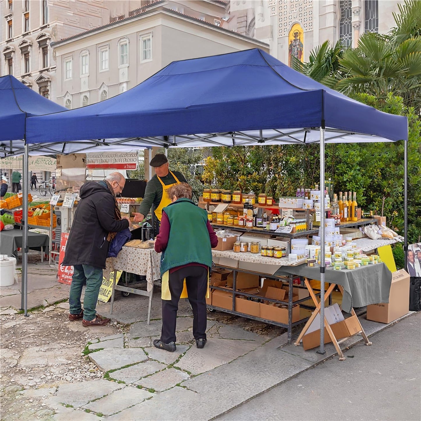 COBIZI 10x15 Pop up Canopy Tent Heavy Duty with 4 Sidewalls, Easy Set-up Commercial Outdoor Party Tent, 100% Waterproof Wedding Canopy Gazebo, 3 Height Adjustable with Handbag, Dark Blue