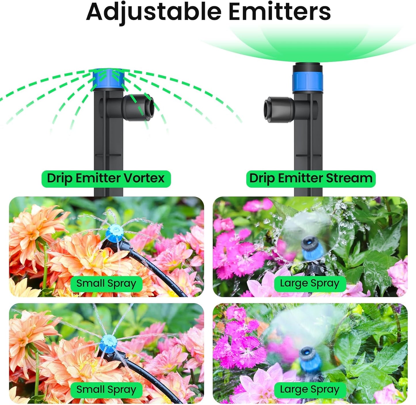 MIXC Drip Irrigation System,Quick Connector Garden Watering System Automatic Sprinkler System Kit for Lawn Raised Bed Greenhouse Plant Watering System (16FT Main Tube+ 79FT 1/4'' Tube)
