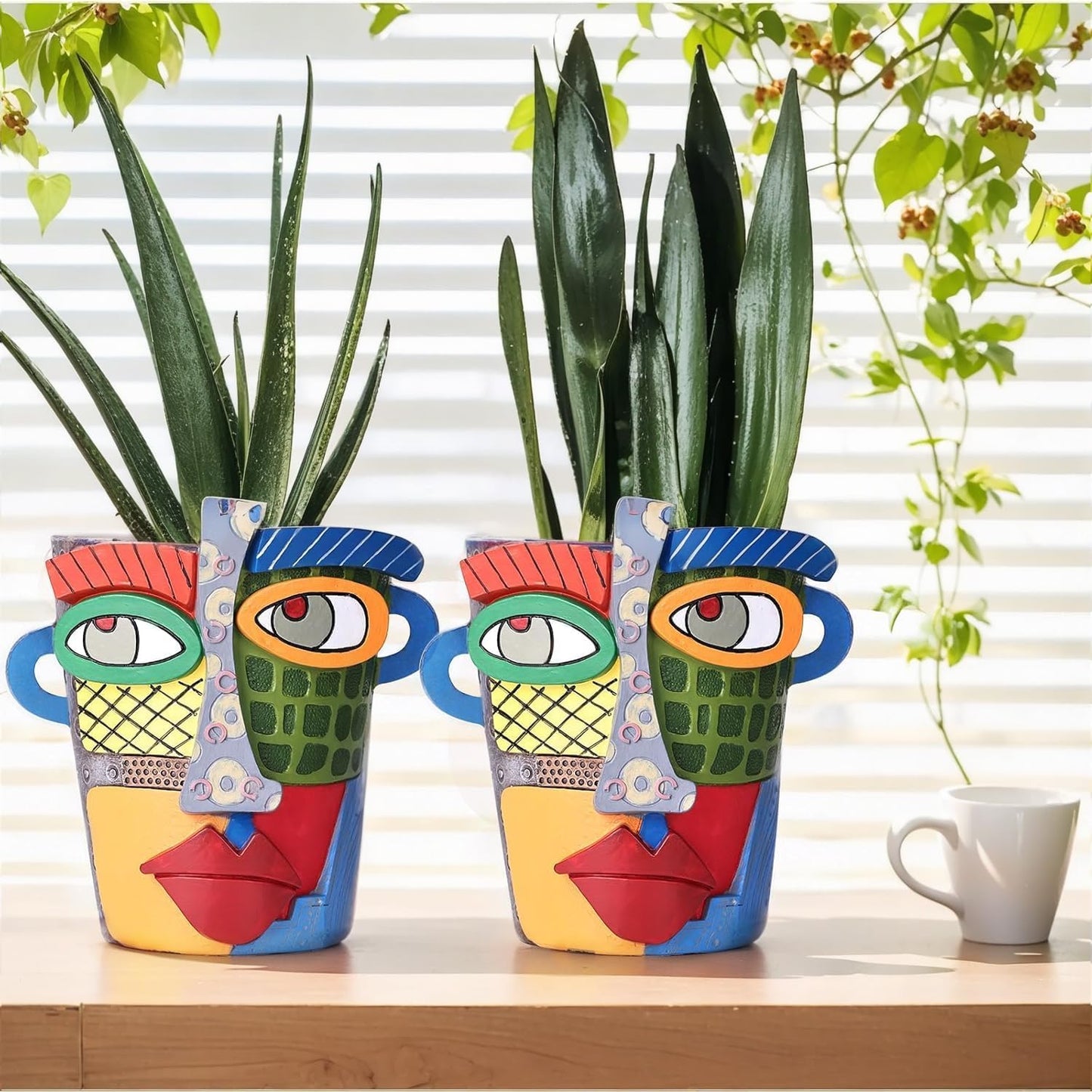 Unique Face Planters Pots Head,Abstract Rainbow Planter,Head Planter for Indoor,Resin Planters for Outdoor Plants,Modern Decor for Flowers Home Decoration for Living Room Bedroom,Patio Decor